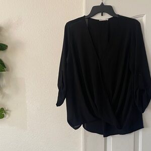 Lush Black Draped Women's Blouse